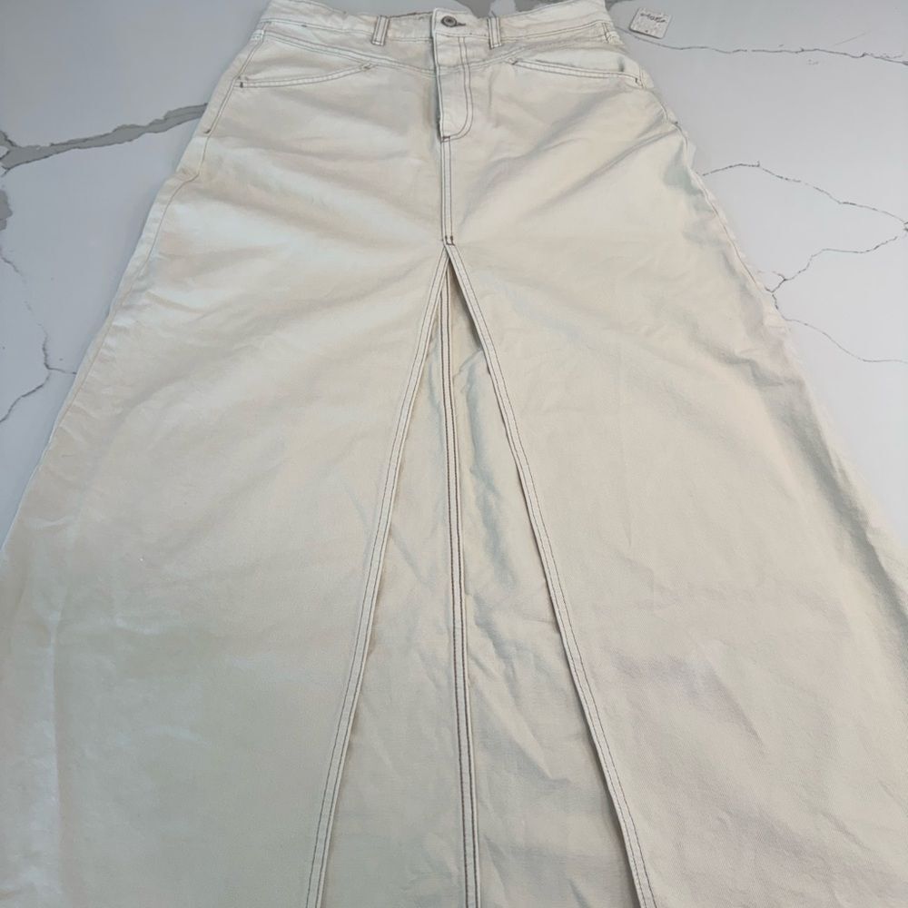Free People Women's Cream Jean skirt maxi
